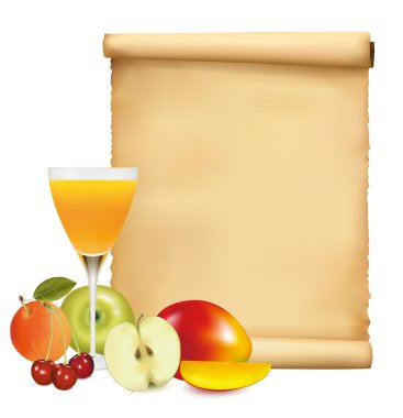 Restaurant menu on the old scroll of paper. Vector. clipart