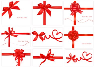 Big collection of color gift bows with ribbons Vector clipart