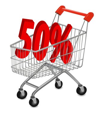 Big save in a shopping cart . Concept of discount. Vector illustration. clipart
