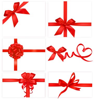 Big collection of color gift bows with ribbons Vector clipart