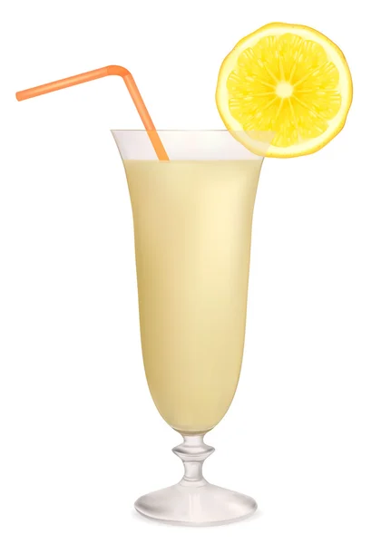 Milk cocktail with lemon. Vector illustration — Stock Vector