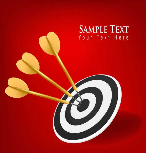 Gold darts hitting a target. Success concept. Vector illustration — Stock Vector