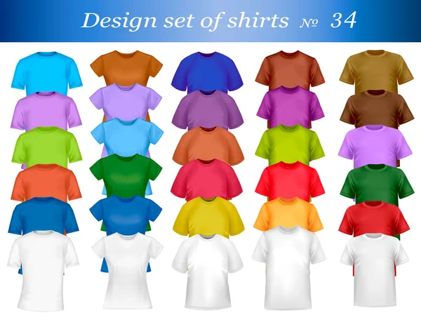 Шаблон дизайна цветной футболки . — стоковый вектор