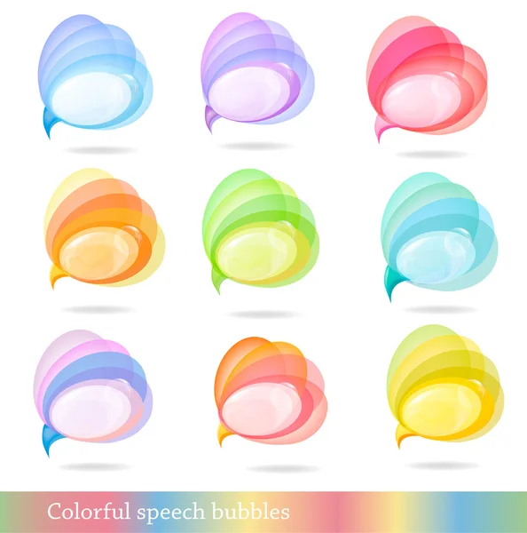 Renkli konuşma ve düşünce balonları koleksiyonu. — Stok Vektör