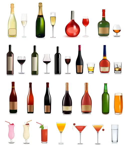 Készlet-ból különböző italok és koktélok. — Stock Vector
