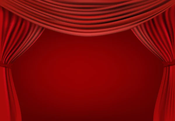 红色天鹅绒窗帘的背景. — 图库矢量图片