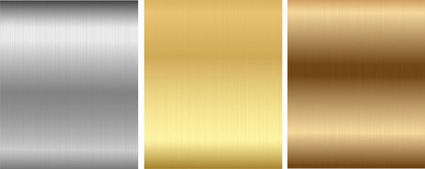 Four glossy metallic plates on a textured backgrounds. Vector illustration