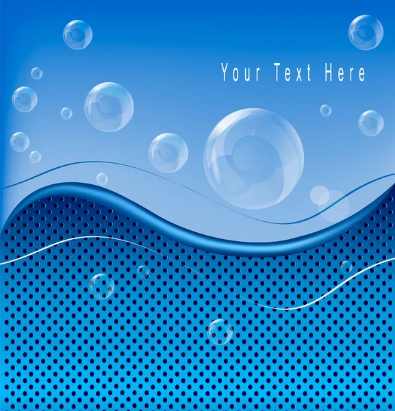Blauer Hintergrund mit realistischen Blasen — Stockvektor