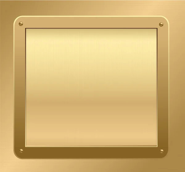 Guld metallic plack på guld bakgrund. vektor illustration. — Stock vektor
