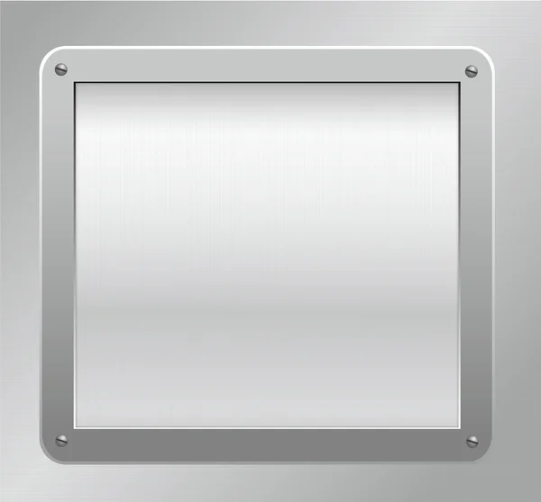 Metallisch glänzende Plaque auf strukturiertem Hintergrund. Vektorillustration — Stockvektor