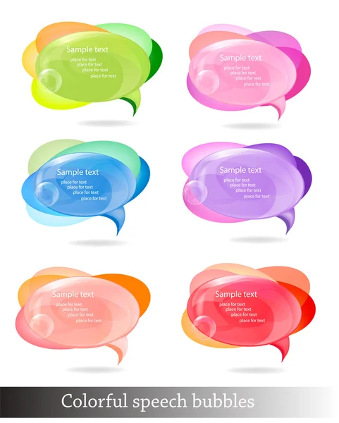 Collection de bulles colorées pour la parole et la pensée . — Image vectorielle