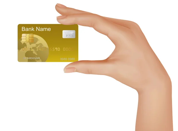 Hand met gouden credit card. bedrijfsconcept. vectorillustratie. — Stockvector