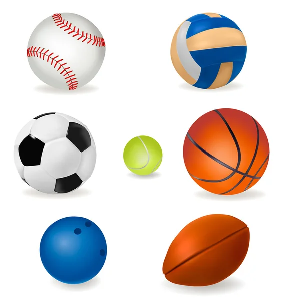 Gran conjunto de pelotas deportivas . — Vector de stock
