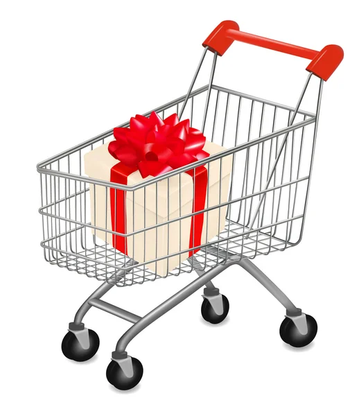 Shopping cart with presents. Vector illustration. — Stock Vector