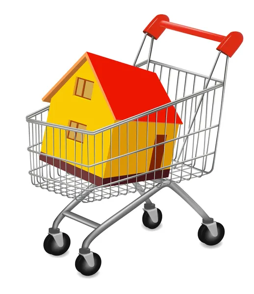 Dům v nákupní košík — Stockový vektor