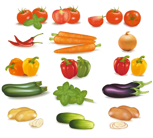 Большая красочная группа овощей . — стоковый вектор