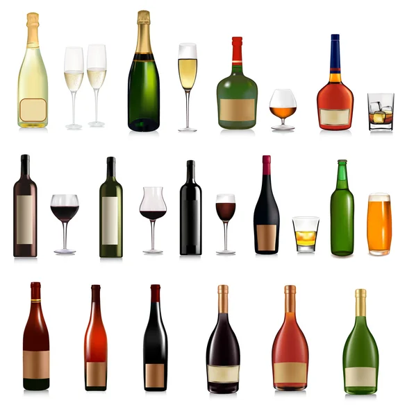 Conjunto de diferentes bebidas e coquetéis . — Vetor de Stock