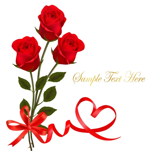 Un fond de Saint Valentin. Deux roses rouges et des cœurs . — Image vectorielle