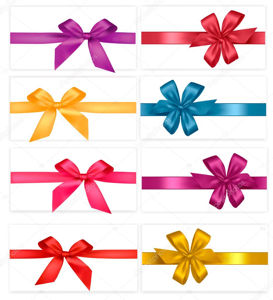 Big collection of color gift bows with ribbons