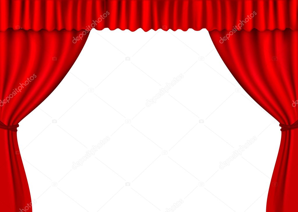 Background with red velvet curtain.