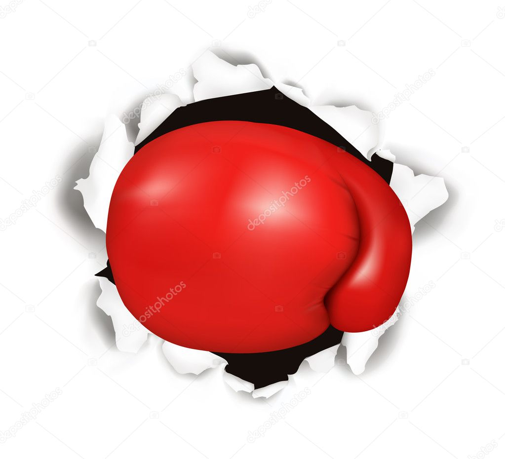 Red boxing glove. Conceptual vector illustration.