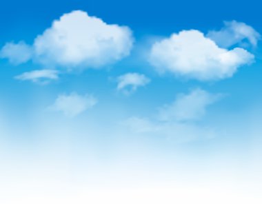 White clouds in a blue sky. Sky background. Vector clipart