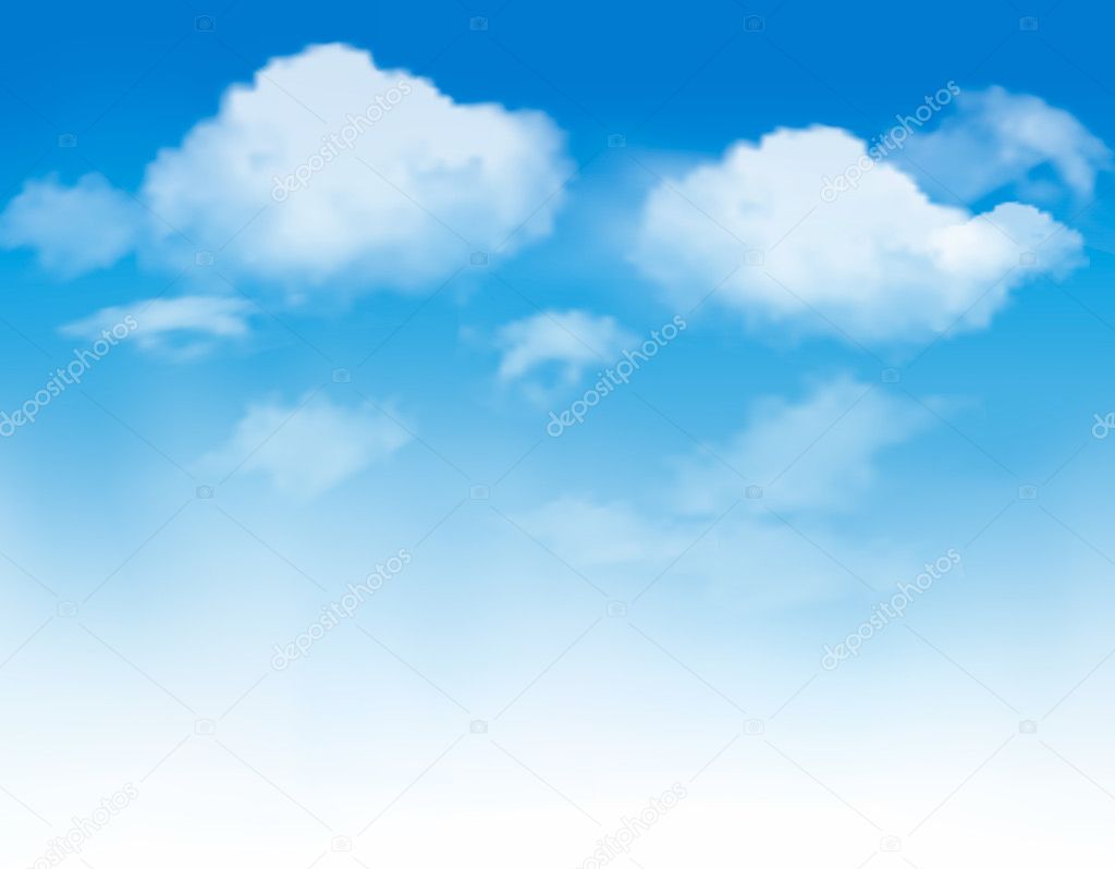 White clouds in a blue sky. Sky background. Vector