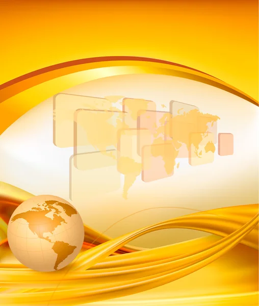 Business elegant gold background with globe Vector illustration — Stock Vector