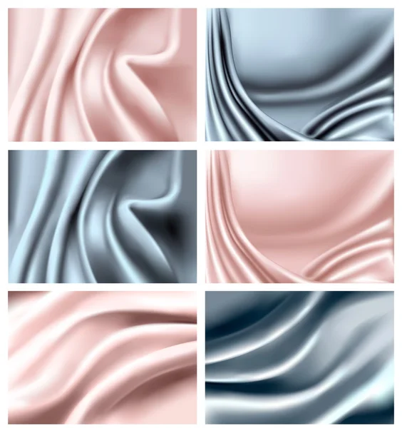 Elegáns színes selyem textúra halmaza. vektoros illusztráció. — Stock Vector