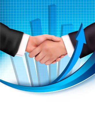 Handshake between business with a graph in the background clipart