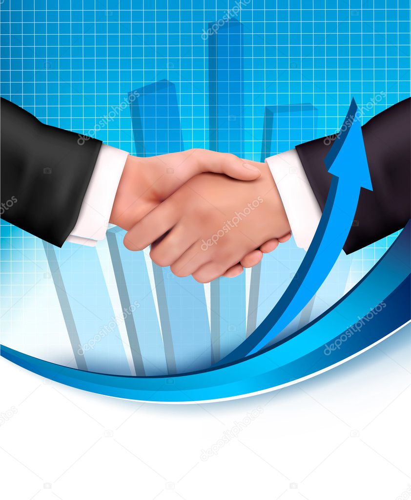 Handshake between business with a graph in the background