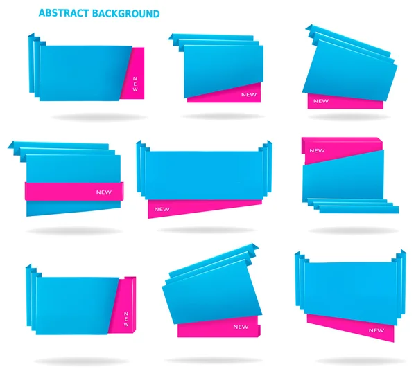 Satz von bunten Origami-Papierbannern. Vektorillustration — Stockvektor