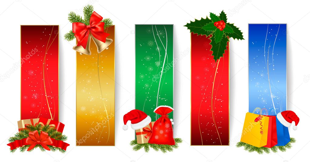 Set of winter christmas backgrounds. Vector illustration
