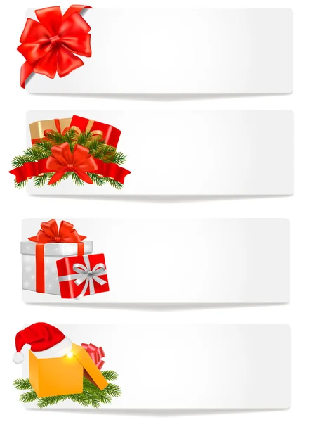 Conjunto de pancartas de Navidad de invierno. Ilustración vectorial . — Archivo Imágenes Vectoriales