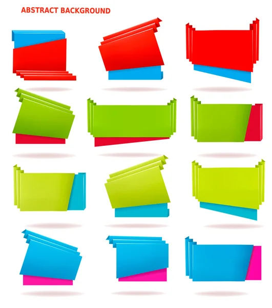 Collectie van kleurrijke origami papier banners. vectorillustratie — Stok Vektör