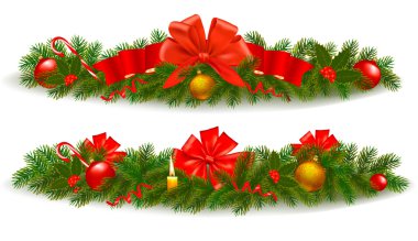 Two holiday christmas garlands. Vector illustration. clipart