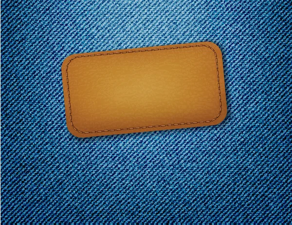 Étiquette en cuir sur fond de jeans. Vecteur . — Image vectorielle