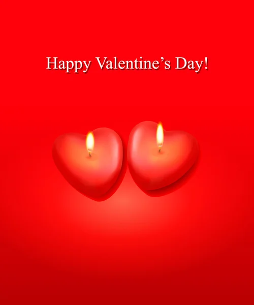 Fondo San Valentín. Fondo rojo y dos velas de corazón. Vector . — Vector de stock
