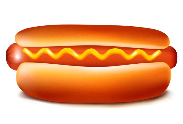 Ilustración vectorial de hot dog con ketchup y mostaza — Archivo Imágenes Vectoriales