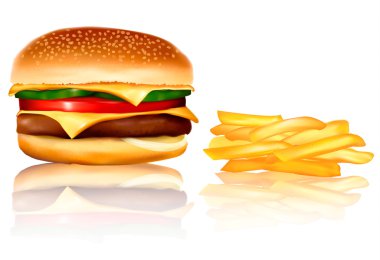 Big group of fast food products. Vector clipart