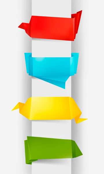 カラフルな折り紙紙バナーのセットです。ベクトル イラスト. — ストックベクタ