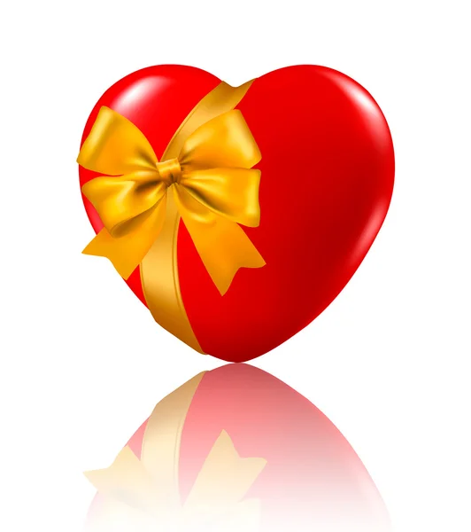 Der Hintergrund des Valentinstages. rotes Herz mit Schleife. Vektorillustration. — Stockvektor