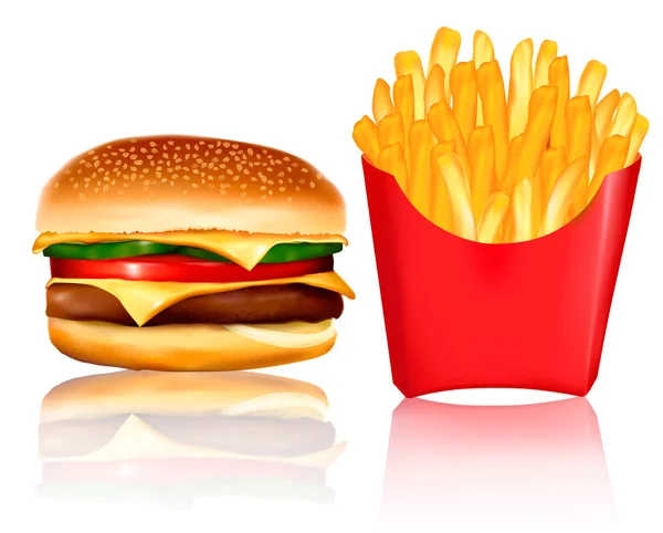 Grote groep van fast-food producten. vector — Stockvector