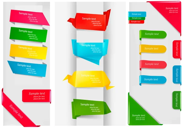 Conjunto de banners de papel origami coloridos. Ilustração vetorial . —  Vetores de Stock