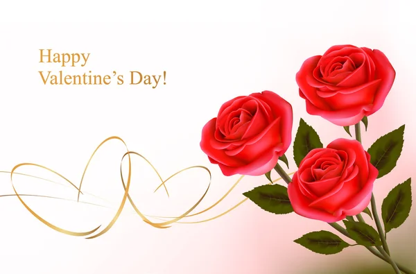 Valentin-nap háttér. vörös rózsa és ajándék piros orr. — Stock Vector