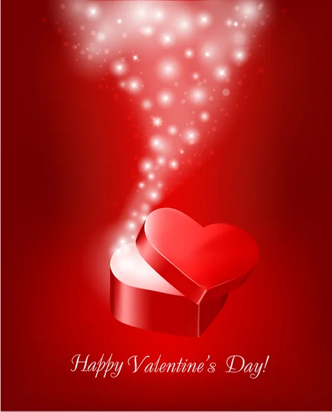Día de San Valentín vector fondo con caja de regalo abierta . — Archivo Imágenes Vectoriales