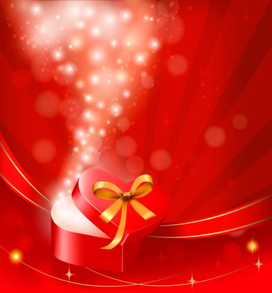 Valentinstag Vektor Hintergrund mit geöffneter Geschenkbox. — Stockvektor