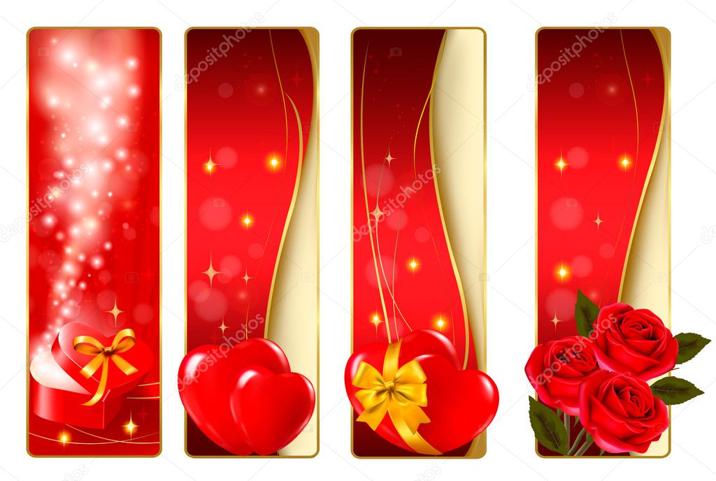 Collection of colorful of Valentine's banners. Vector.
