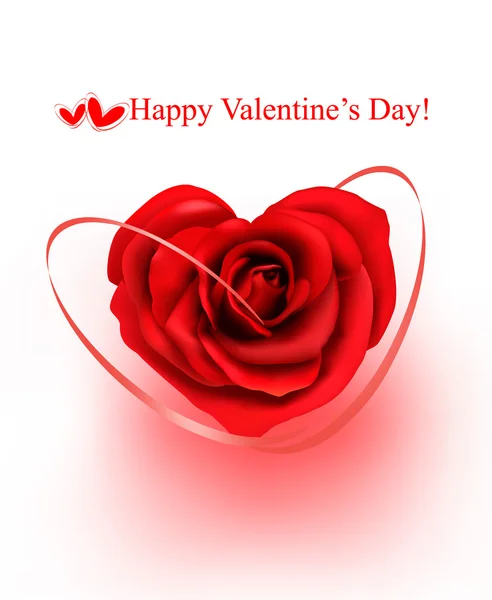 Fondo del día de San Valentín. Rosas rojas y arco rojo regalo . — Vector de stock