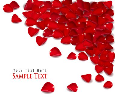 Background of red rose petals. Vector clipart